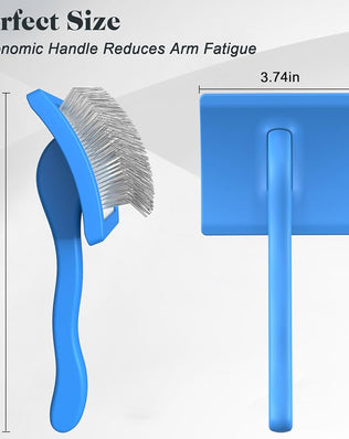 Problems Solved 2-pack slicker dog brush and pet comb for professional grooming, showing the brushes with metal bristles and plastic handles.
