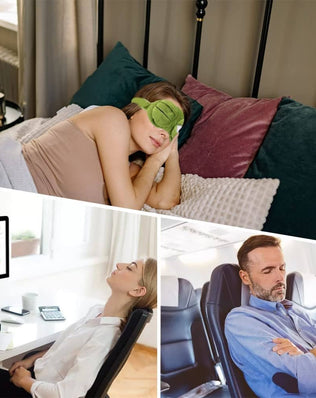 Soft sleep mask with 3D frog design from Problems Solved, featuring a comfortable eye cover for restful sleep.