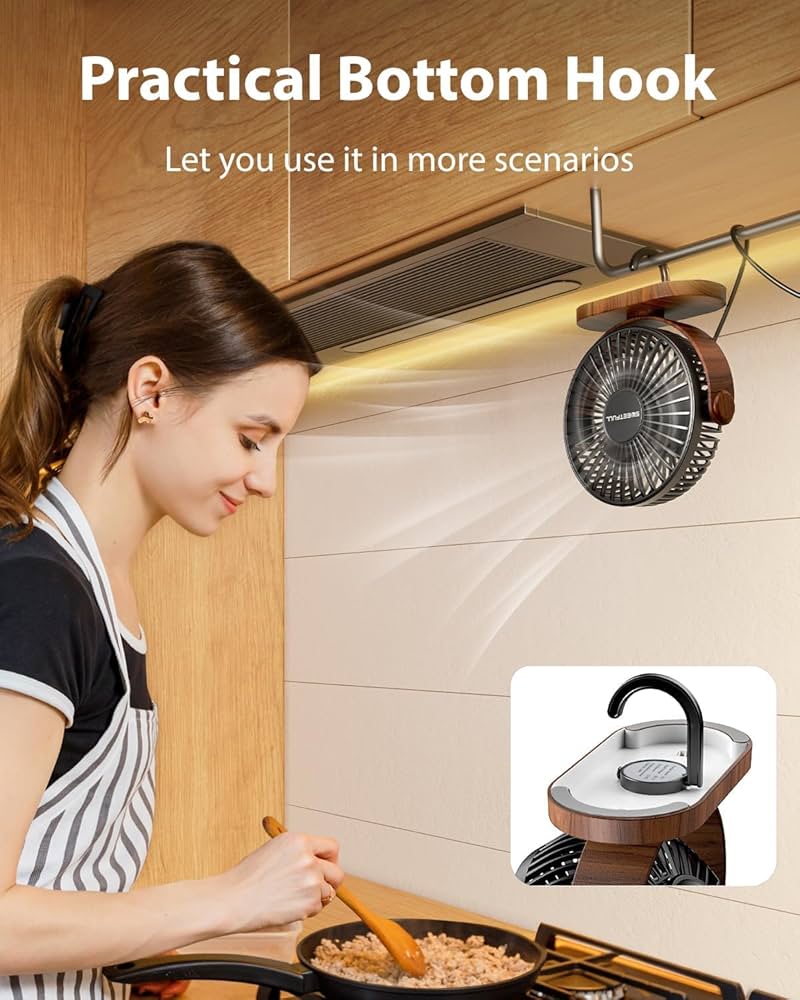 Small USB desk fan by Problems Solved with three speed settings, silent operation, and portable design for personal desktop cooling.