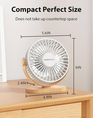 Small silent USB desk fan by Problems Solved with three adjustable speed settings for personal desktop cooling.