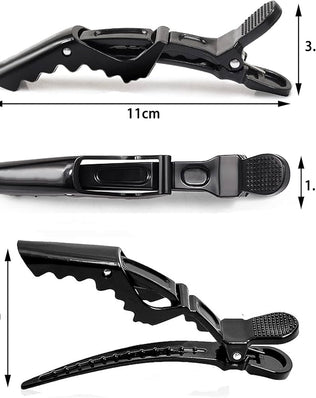 Set of 10 crocodile hair clips by Problems Solved, professional styling hair clips with sectioning clamps for hair sectioning and styling.