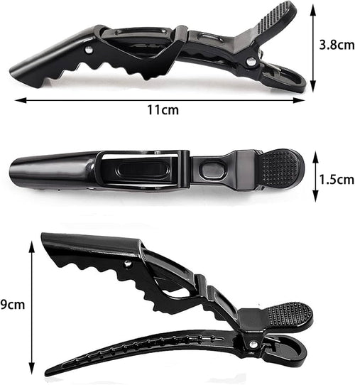 Set of 10 crocodile hair clips by Problems Solved, professional styling hair clips with sectioning clamps for hair sectioning and styling.