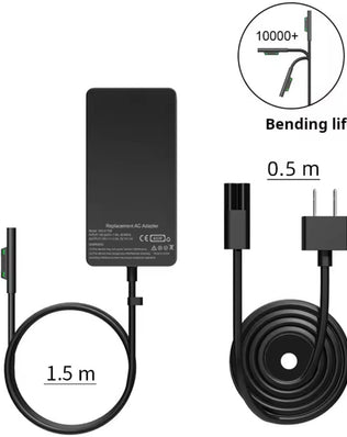 Problems Solved 65W 15V 4A red power adapter for Microsoft Surface Pro 4, with cable and connector visible in the image.