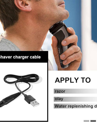 Philips One Blade 5V charging cable by Problems Solved, compatible with all models, shown connected to the device.