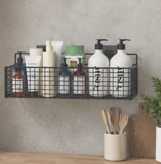 Problems Solved bathroom organiser, multifunctional toiletries storage with no-punch design, ideal for bathroom organization and convenience.