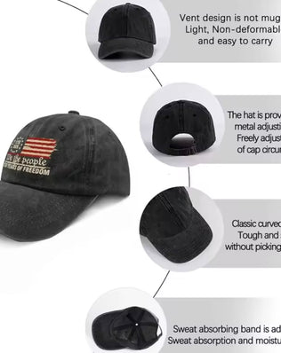Retro washed printed U.S. 250th anniversary baseball hat by Problems Solved, featuring vintage-style design and classic brim.