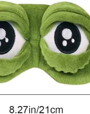 Soft sleep mask from Problems Solved featuring 3D frog design, comfortable eye cover for restful sleep and relaxation.