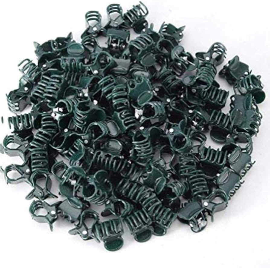 Set of 100 Problems Solved plant support clips for garden, plastic mini stalk and stem clips for flower and plant support.