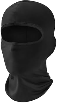 Problems Solved Balaclava ski face mask and motorcycle neck warmer, designed for helmet use, with breathable fabric and snug fit.