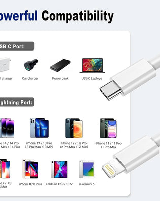 Problems Solved USB C to Lightning Cable 1M, Apple MFi Certified iPhone fast charging cables, 2-pack, black and white design