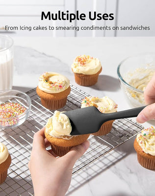 Problems Solved silicone spatula set with four heat-resistant, flexible spatulas in various sizes for cooking and baking.
