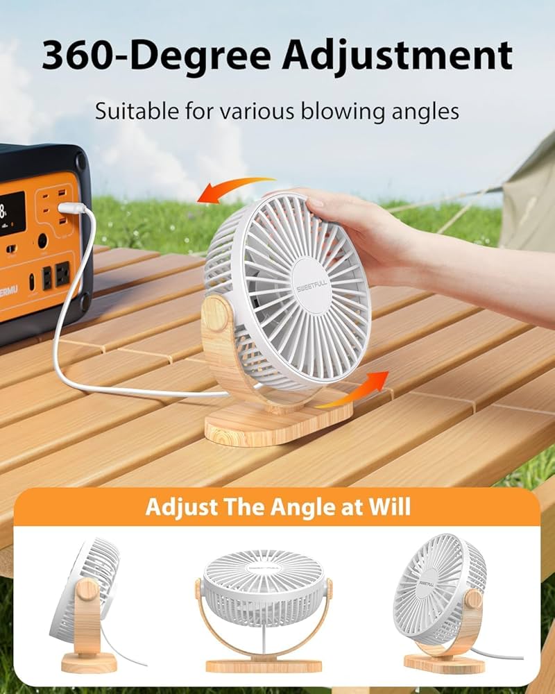 Small Problems Solved USB desk fan with three speeds, compact and silent for personal desktop cooling.