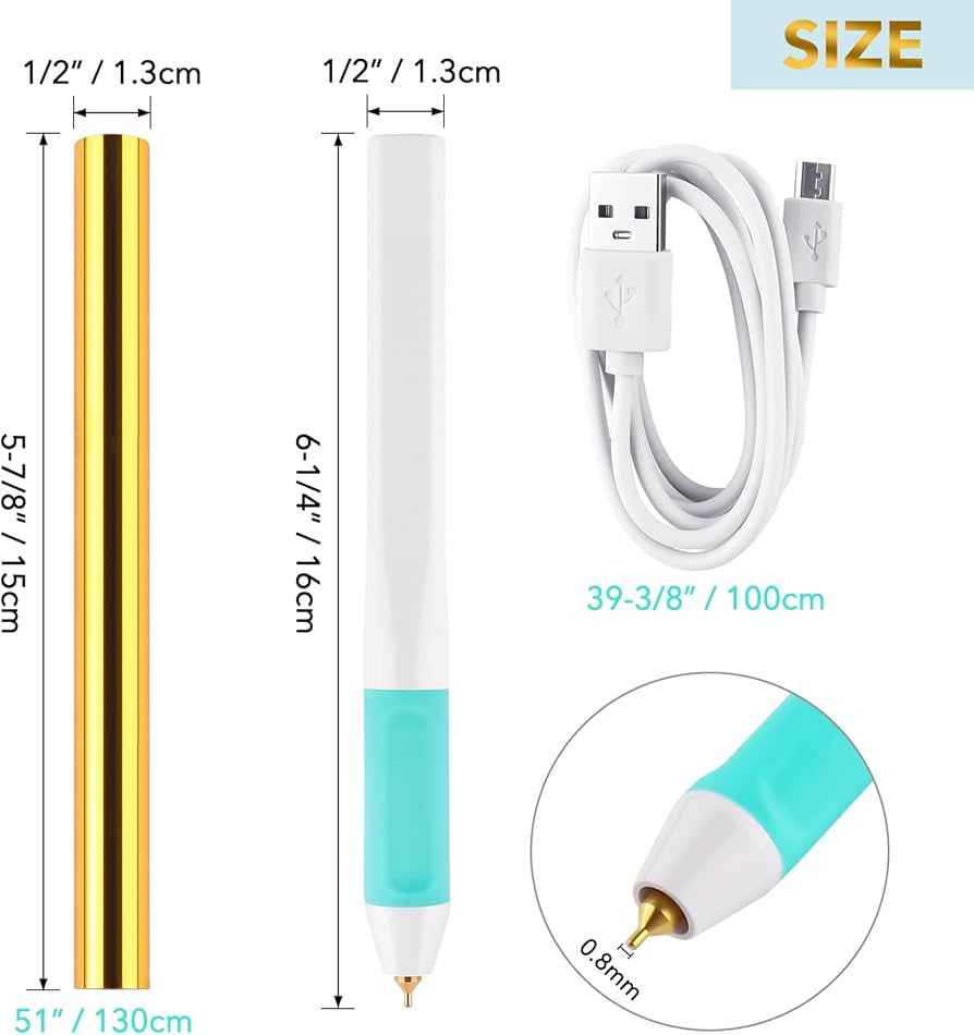 Problems Solved hot heated foil pens and foil roll set for card making, scrapbooking, and craft projects with metallic foil effect.
