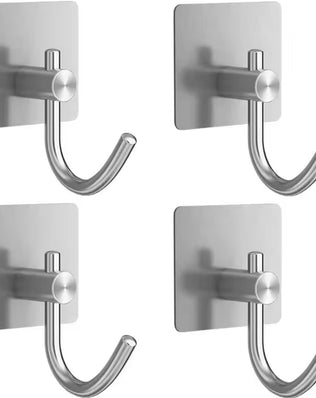 4PCS Stainless Steel Bathroom Robe Hooks Adhesive Wall Hook - Problems Solved