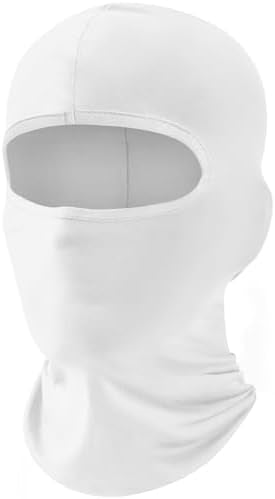 Problems Solved balaclava ski face mask and motorcycle cycling neck warmer worn over a helmet for cold weather protection.