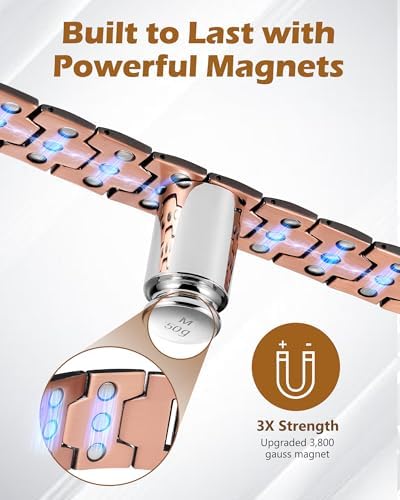 Solid copper magnetic bracelet for men with three ultra-strength magnets, featuring 3500 Gauss for therapeutic benefits.