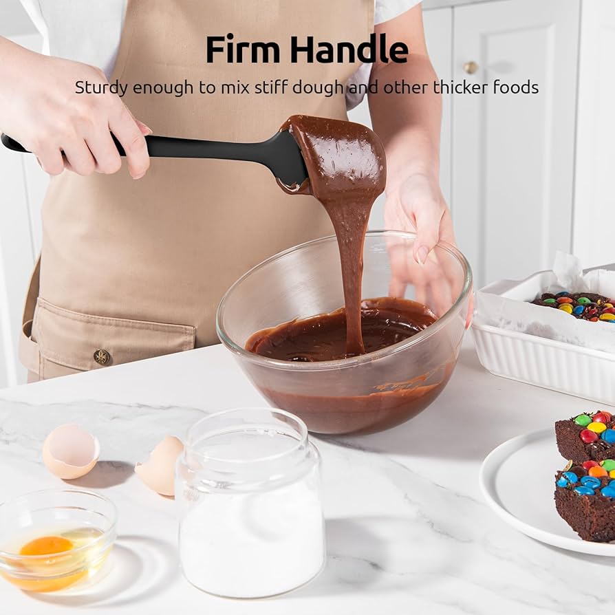 Problems Solved silicone spatula set of 4, heat-resistant up to 315°C, flexible kitchen utensils with colorful handles.