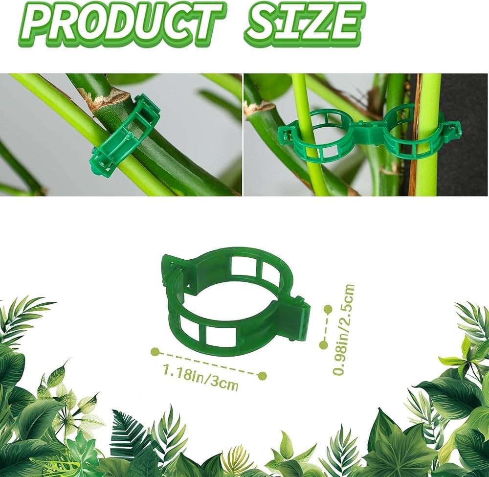 Problems Solved plant support clips for climbing plants, pack of 100 garden plant clips for securing and supporting plant growth.