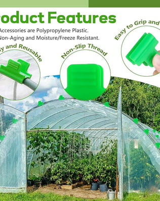Pack of 50 Problems Solved greenhouse clamps, 11mm diameter polytunnel clips, garden plant clips for secure plant support.