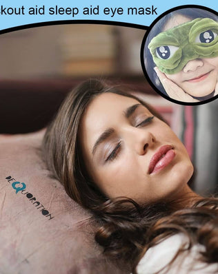 Soft sleep mask with 3D frog design by Problems Solved, featuring a comfortable eye cover for restful sleep and eye comfort.