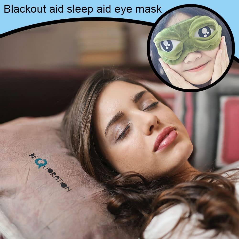 Soft sleep mask with 3D frog design by Problems Solved, featuring a comfortable eye cover for restful sleep and eye comfort.