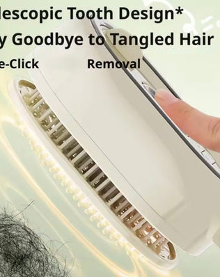Problems Solved electric spray air massage comb with anti-tangle design, essential oil mist, and hair straightening brush in black.