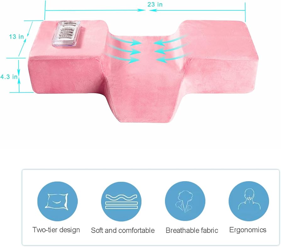 Memory foam eyelash extension pillow for beauty salons, designed by Problems Solved, provides neck support during lash treatments.