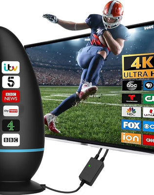 Problems Solved 2026 Indoor TV aerial with long-range digital antenna, showing a sleek design and setup for high-quality TV reception.