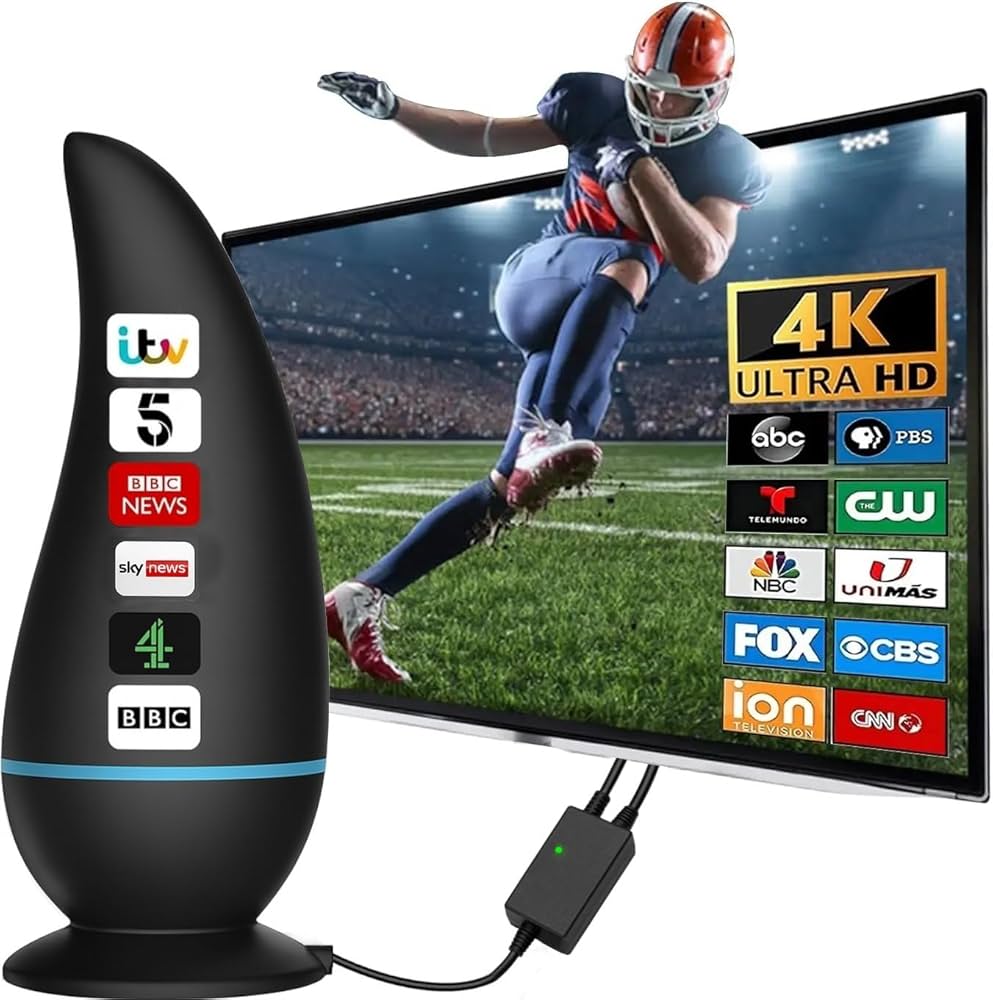 Problems Solved 2026 Indoor TV aerial with long-range digital antenna, showing a sleek design and setup for high-quality TV reception.