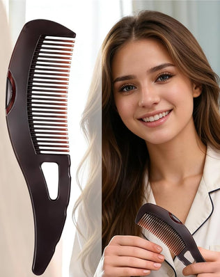 Brown Problems Solved dandruff comb with hollow teeth for scalp detox, psoriasis, lice, multifunctional hair and scalp care.