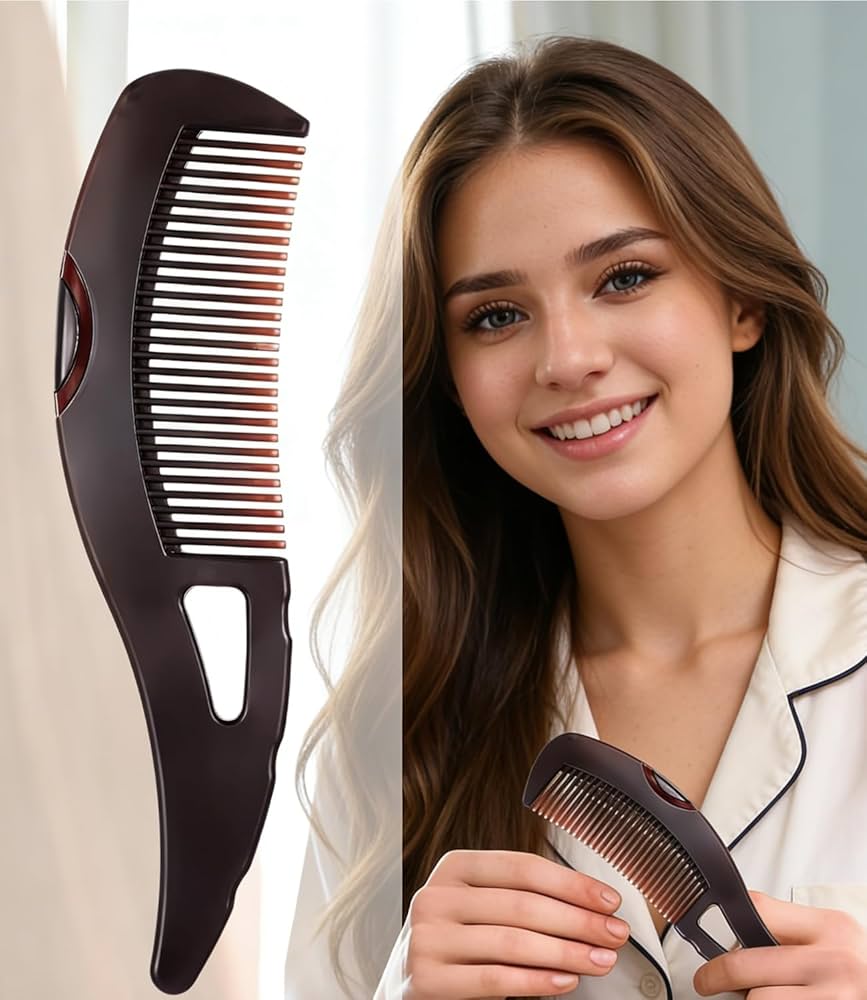 Brown Problems Solved dandruff comb with hollow teeth for scalp detox, psoriasis, lice, multifunctional hair and scalp care.