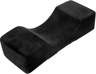 Black velvet eyelash extension pillow by Problems Solved, featuring memory foam for comfortable neck support in beauty salons.