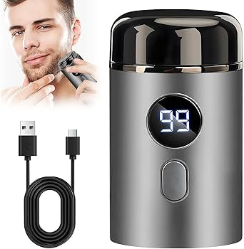 Problems Solved Mini Electric Razor for Men, USB rechargeable waterproof travel shaver with compact design and precision blades.