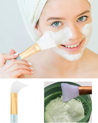 Set of three silicone face mask makeup brushes from Problems Solved, ideal for applying facial masks and skincare products.