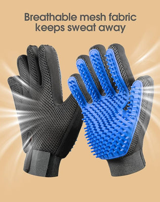 2 Grooming Gloves, Hair Remover for Dogs and Cats, Massaging and Soft