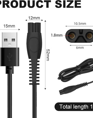 5V charging cable for Philips OneBlade, compatible with all models, by Problems Solved.