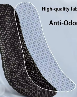 Two pairs of Problems Solved soft, breathable shoe pads for foot massage, designed for comfort and foot support.
