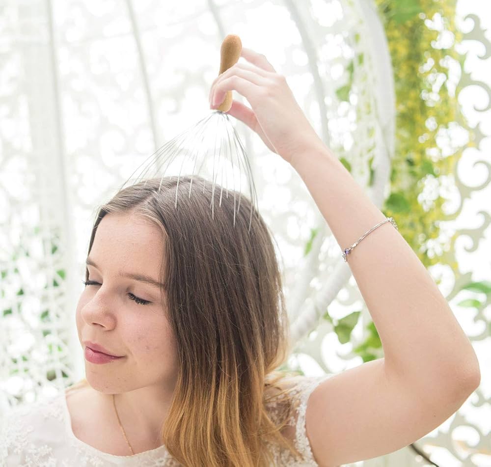 Problems Solved 28 Finger Head Scratcher and scalp massager with multiple flexible tips for relaxing head and scalp massage.