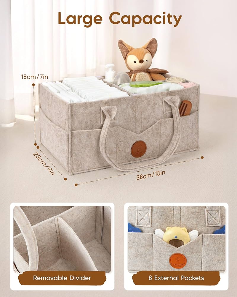 Problems Solved Maliton Nappy Caddy for newborns, sturdy portable washable diaper organizer with multiple compartments.