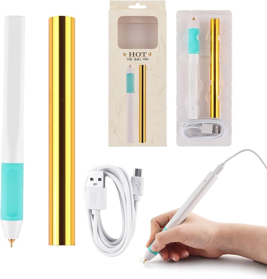 Problems Solved hot foil pens and roll set for card making, craft, scrapbooking, featuring shiny metallic foil and drawing tips.