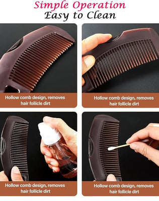 Brown Problems Solved dandruff comb with hollow teeth for scalp psoriasis, lice, and detoxing, featuring a multifunctional design.