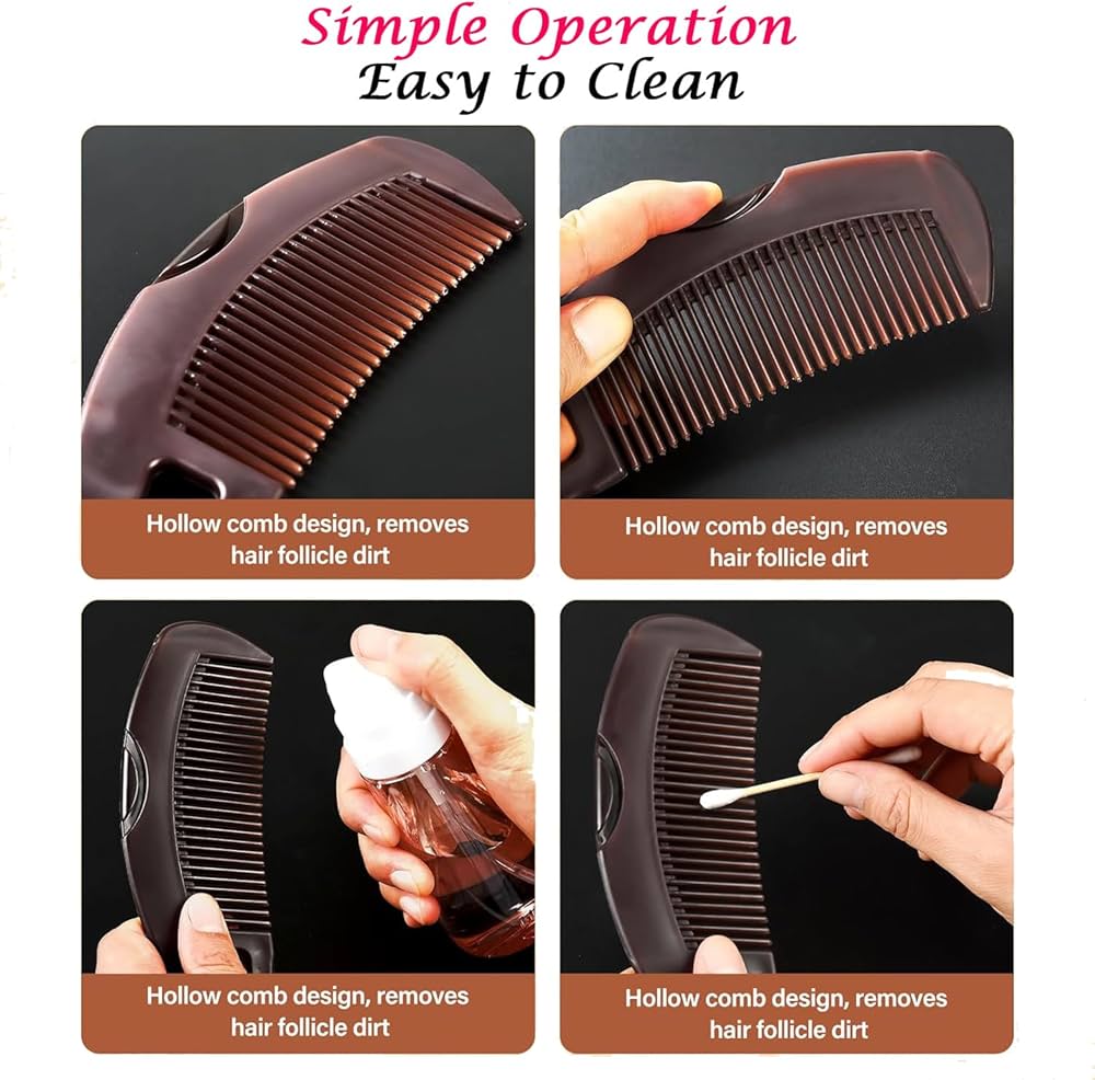 Brown Problems Solved dandruff comb with hollow teeth for scalp psoriasis, lice, and detoxing, featuring a multifunctional design.