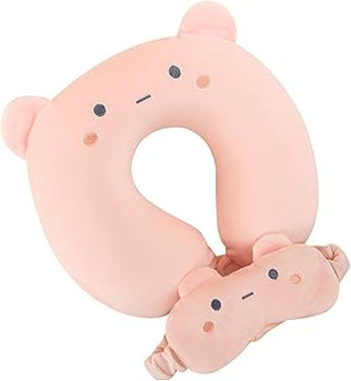 Problems Solved kids travel pillow with sleep eye mask, soft memory foam neck pillow for comfortable travel and nap support