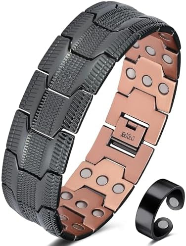 Solid copper magnetic bracelet for men with 3X ultra-strength magnets, featuring 3500 Gauss for therapeutic benefits.