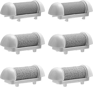 Set of six Problems Solved replacement roller refill heads for pedicure foot files, showing textured abrasive surfaces for foot care.