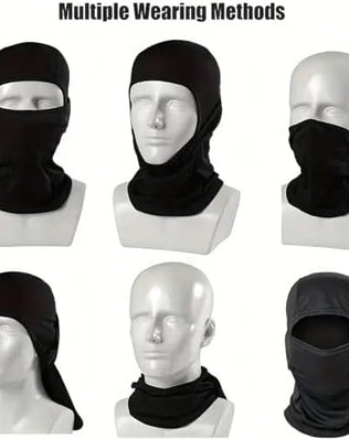 Problems Solved lightweight camouflage balaclava mask with breathable fabric, full face coverage, and hood for outdoor or tactical use.