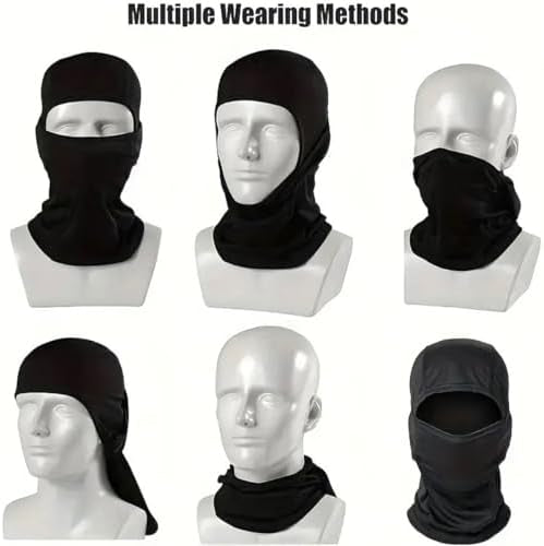 Problems Solved lightweight camouflage balaclava mask with breathable fabric, full face coverage, and hood for outdoor or tactical use.