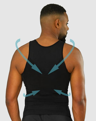 Men's posture corrector vest by Problems Solved, designed to improve back and shoulder alignment and reduce back pain.