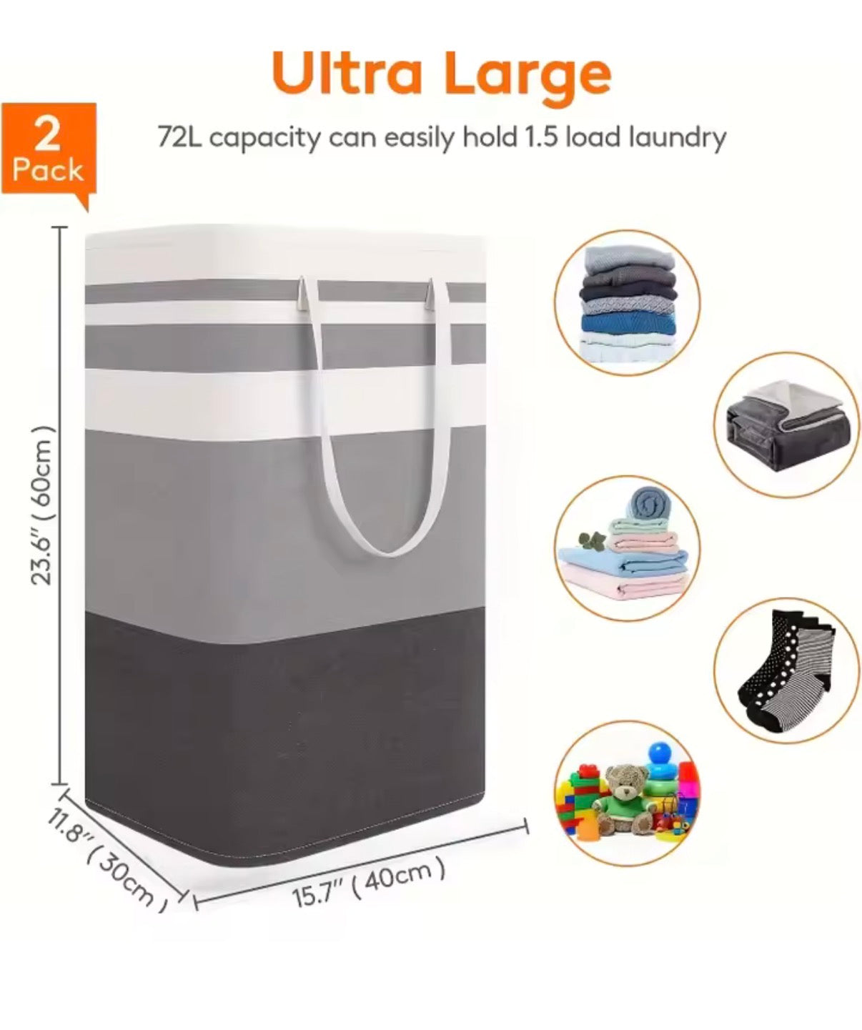 Problems Solved extra large waterproof laundry hamper with foldable design and extended handle, suitable for easy laundry transport.
