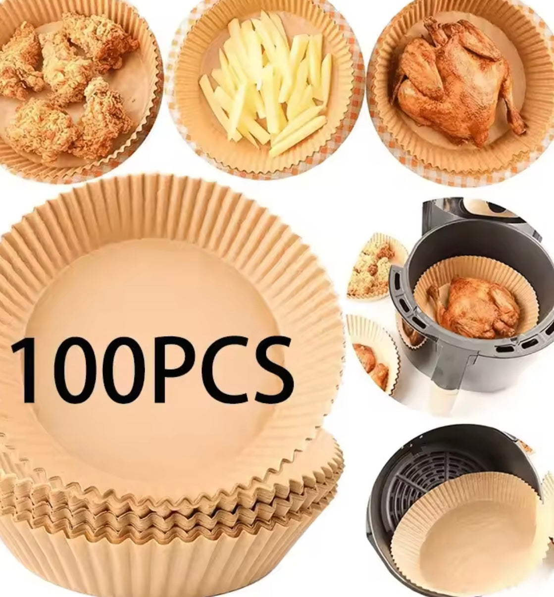 100PCS Air Fryer Disposable Paper Square Round Baking Paper - Problems Solved